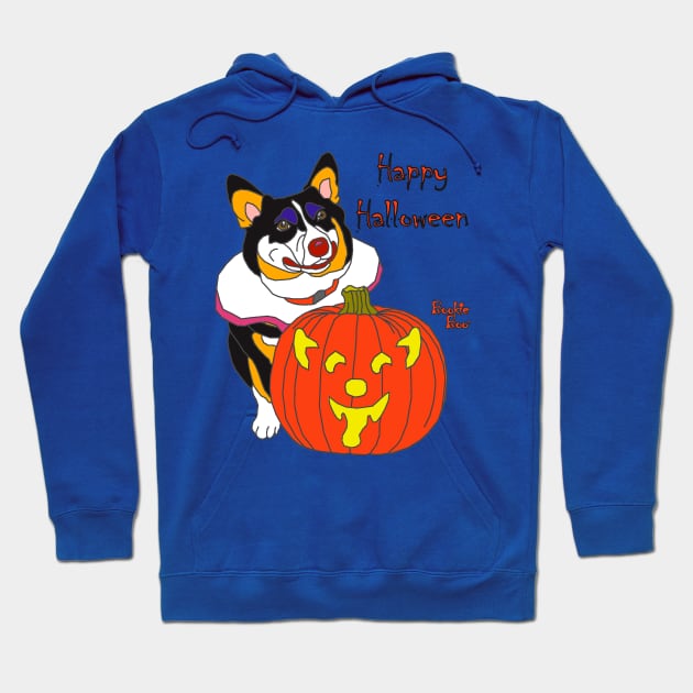 Bookie Boo the Corgi Clown - Happy Halloween Hoodie by LeiaPowellGlass